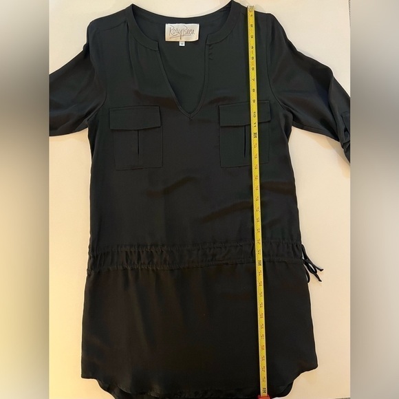 Rory Beca black silk v-neck tunic dress dropped waist Y2K whimsigoth sz M - Picture 10 of 10